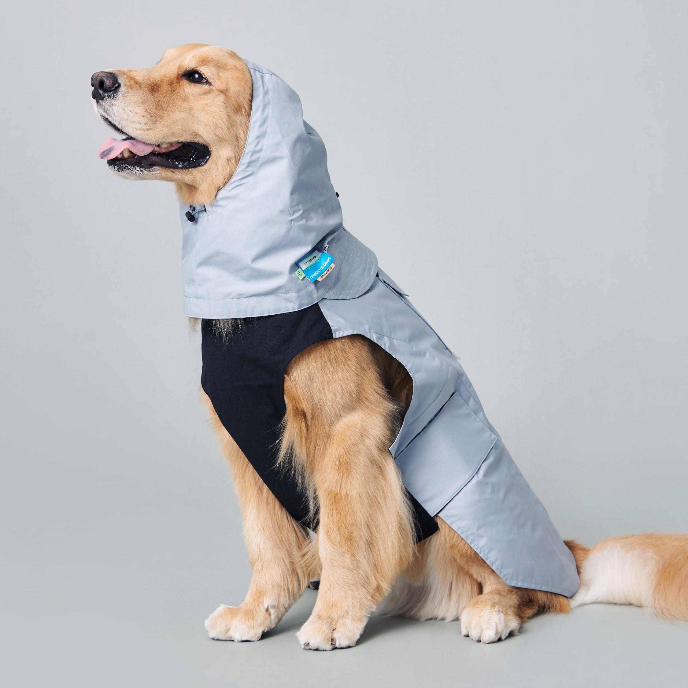 yama paws / sade rain parka grey blue – momotone® yama paws / sade rain parka grey blue – momotone®