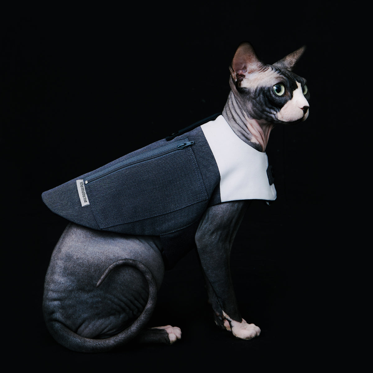 building block / anti-static fleece jacket denim – momotone®